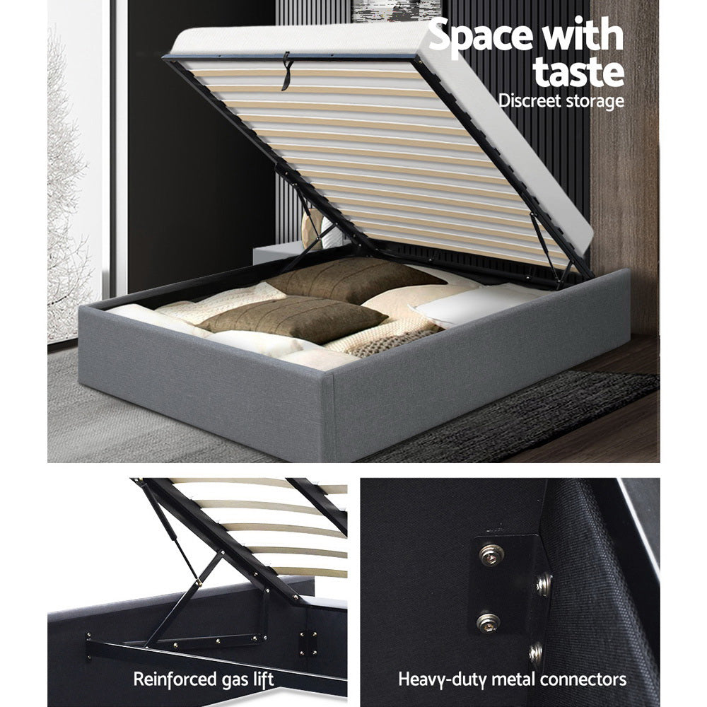 Artiss Bed Frame King Single Size Gas Lift Base Grey TOKI