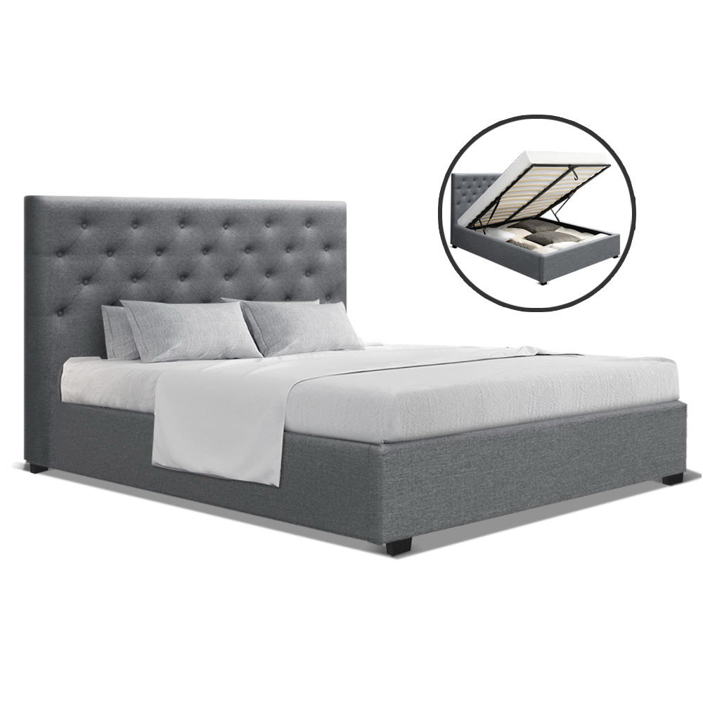 Artiss Bed Frame Double Size Gas Lift Grey VILA
