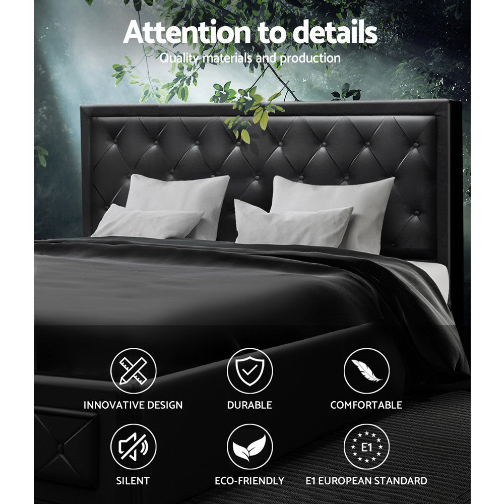 Artiss Bed Frame King Size Gas Lift Black TIYO