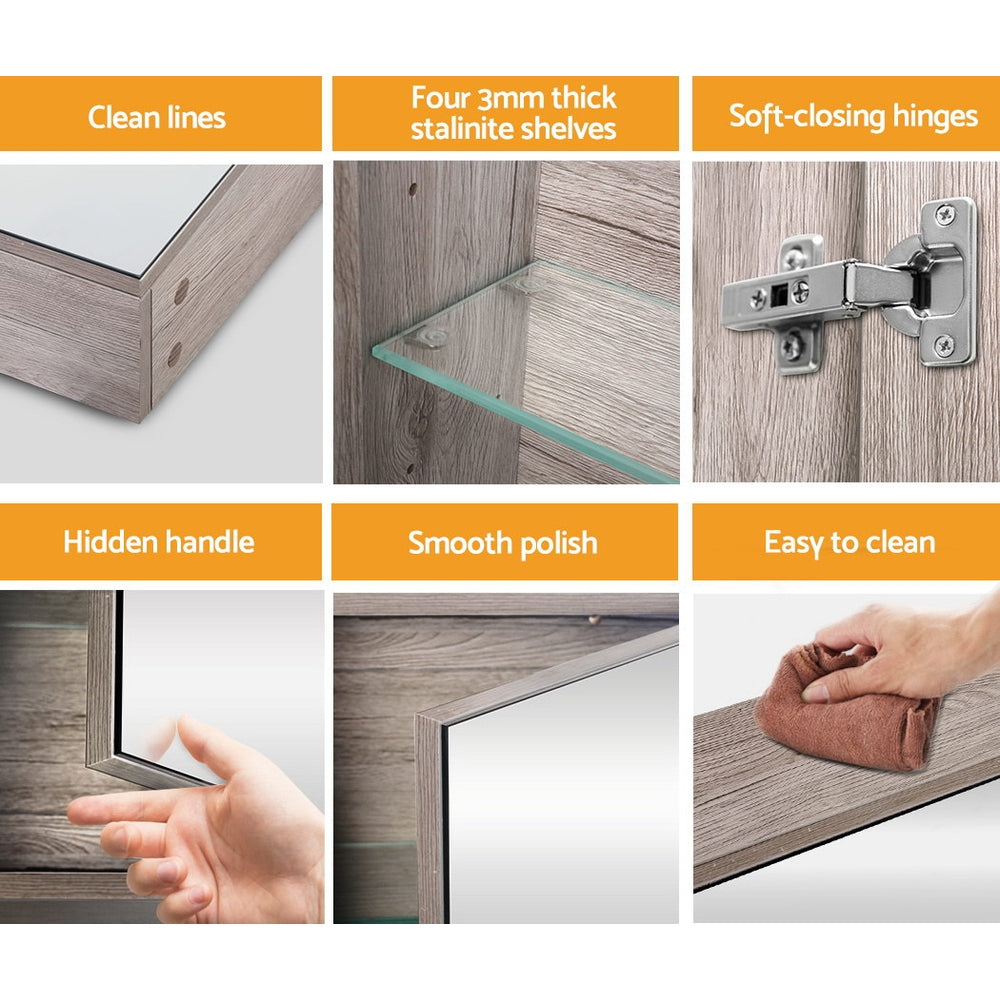 Cefito Bathroom Mirror Cabinet 900x720mm Oak