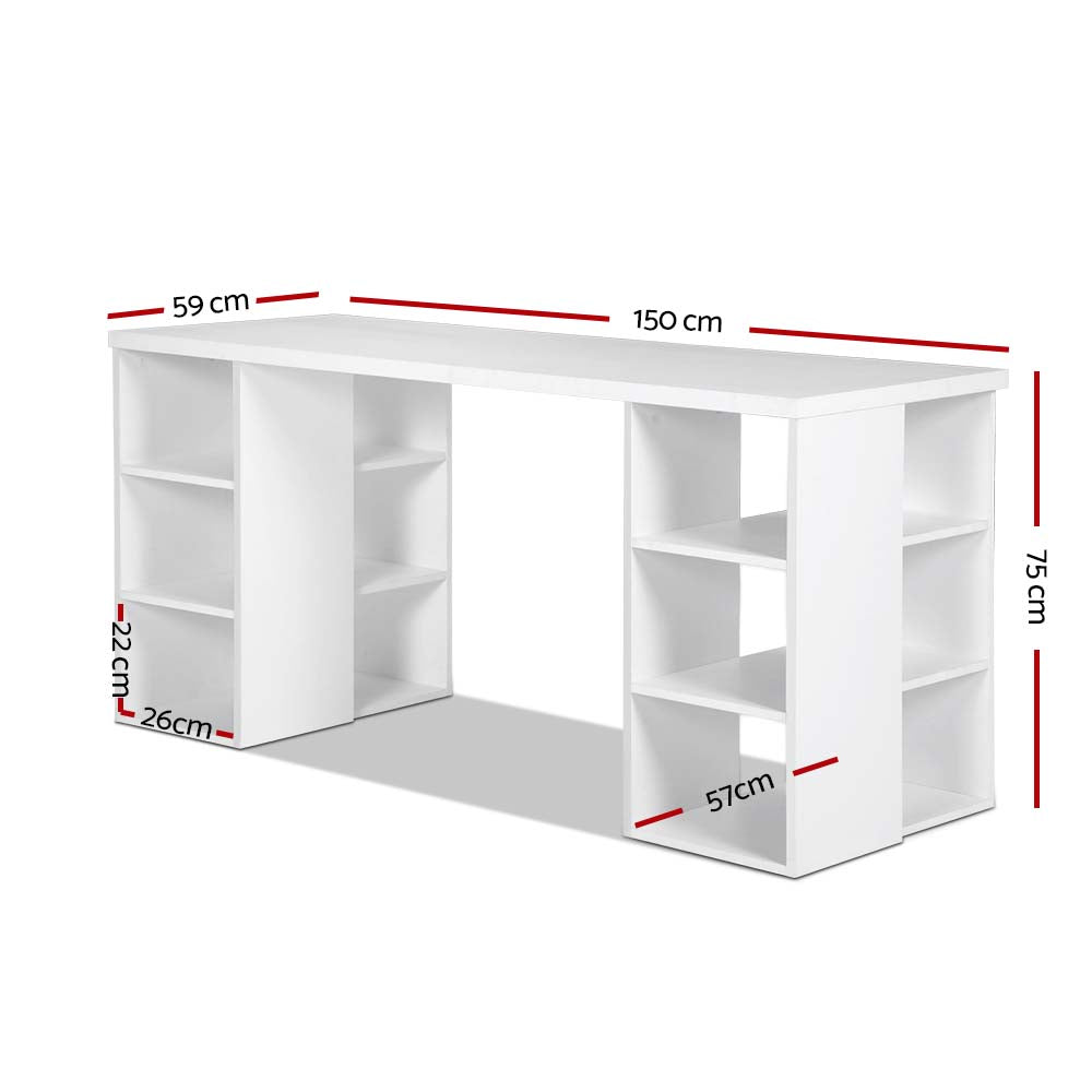 Artiss Computer Desk Bookshelf White 150CM
