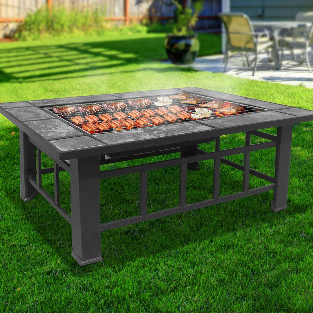 Grillz Fire Pit BBQ Grill Ice Bucket 3-In-1 Table