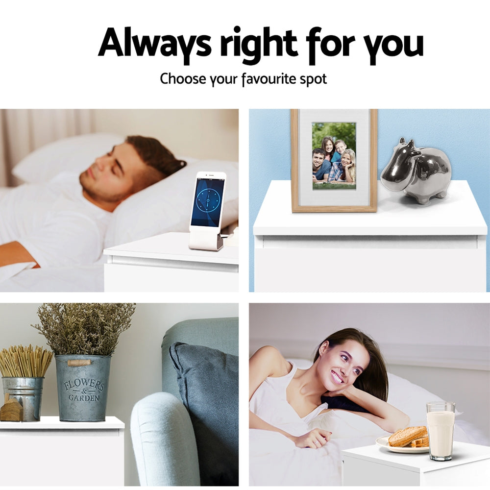 Artiss Bedside Table 2 Drawers - PEPE White