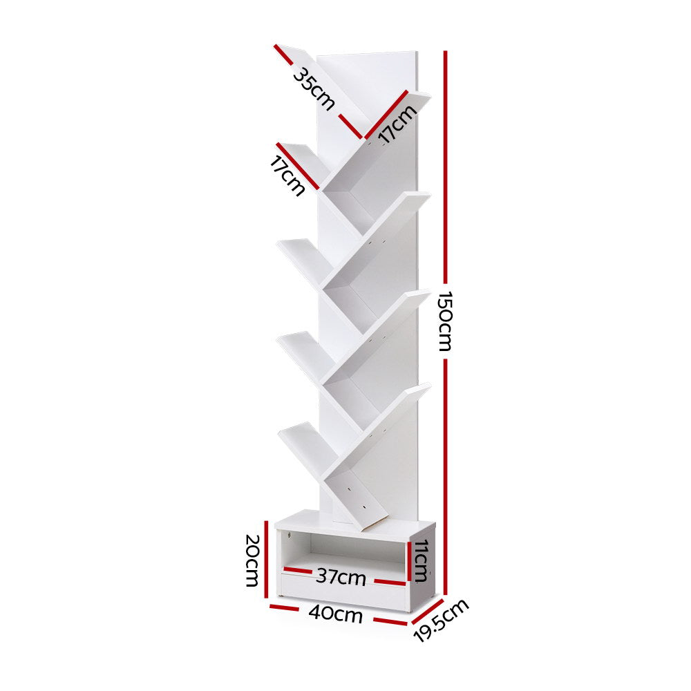 Artiss Tree Bookshelf 9 Tiers - ECHO White