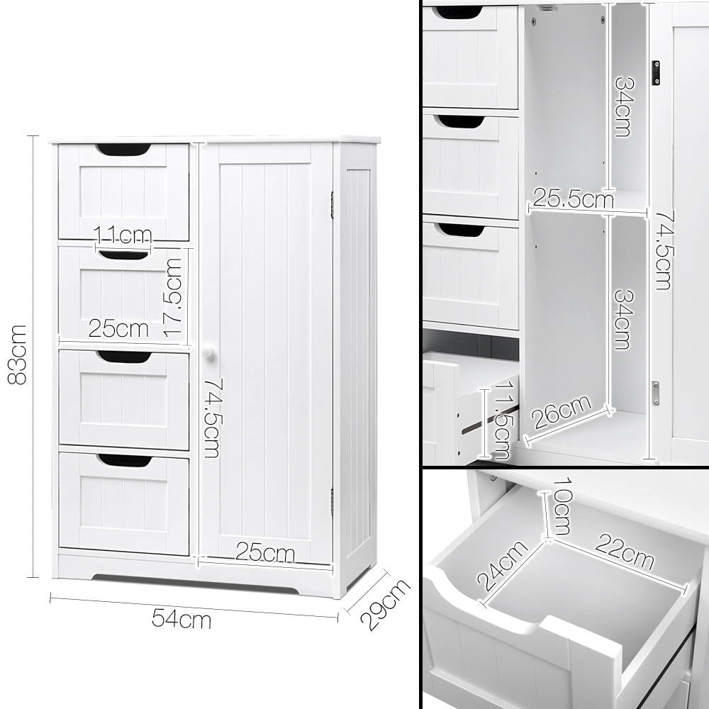 Artiss Bathroom Cabinet Storage Drawers White