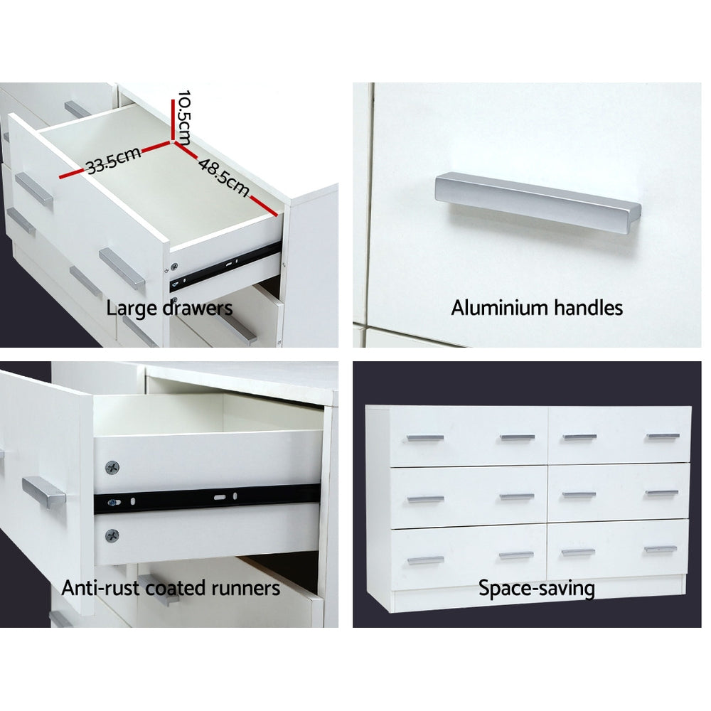Artiss 6 Chest of Drawers - VEDA White
