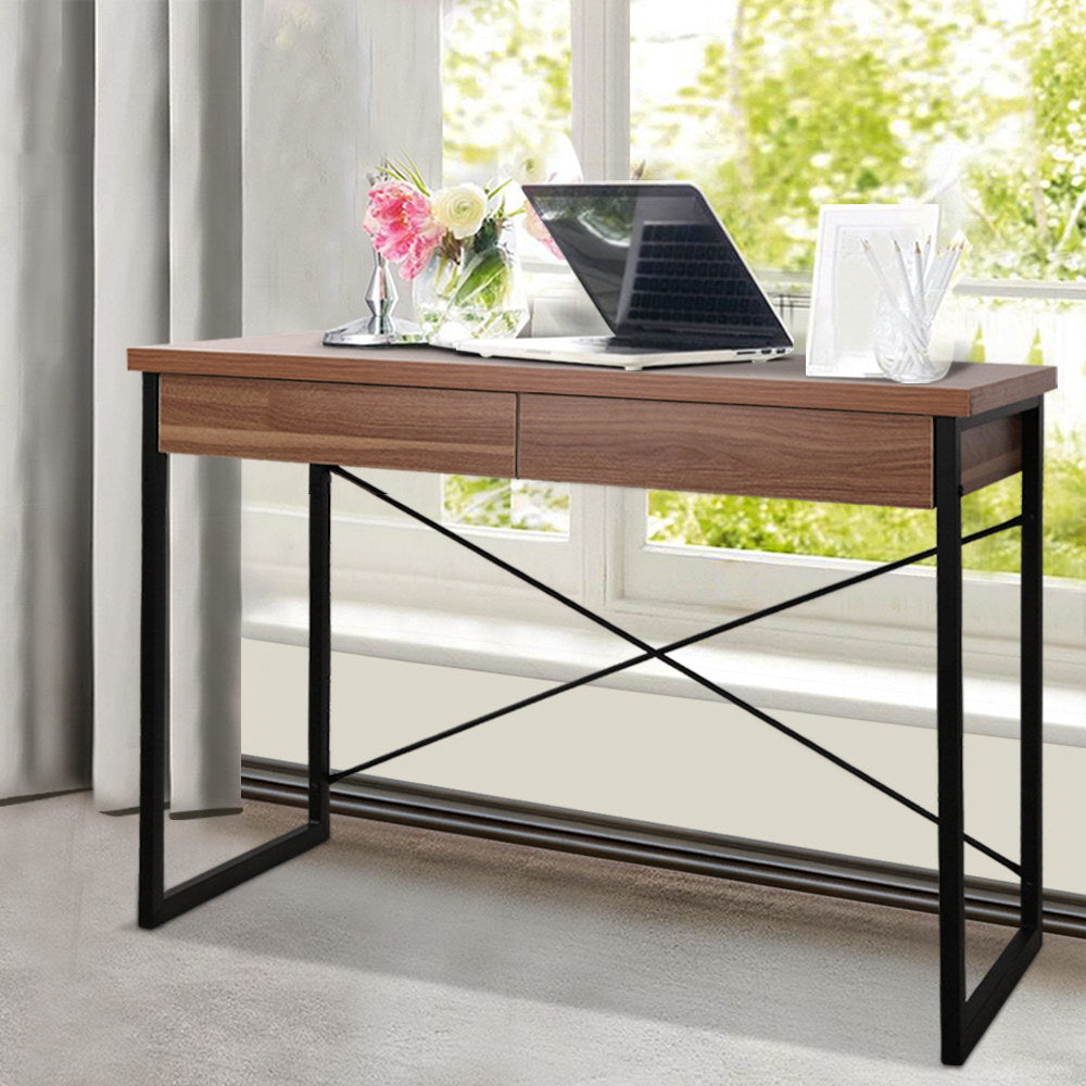 Artiss Computer Desk Drawer Storage Walnut 100CM