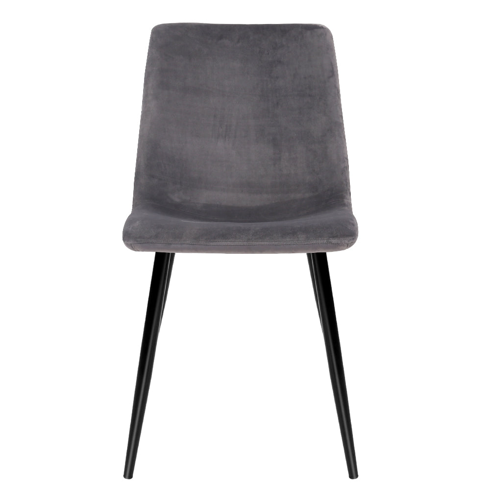 Artiss Dining Chairs Set of 4 Velvet Horizontal Slope Grey