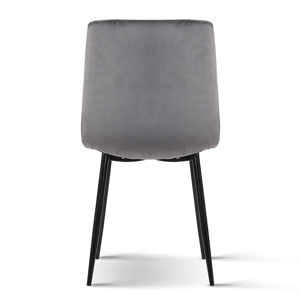 Artiss Dining Chairs Set of 4 Velvet Horizontal Slope Grey