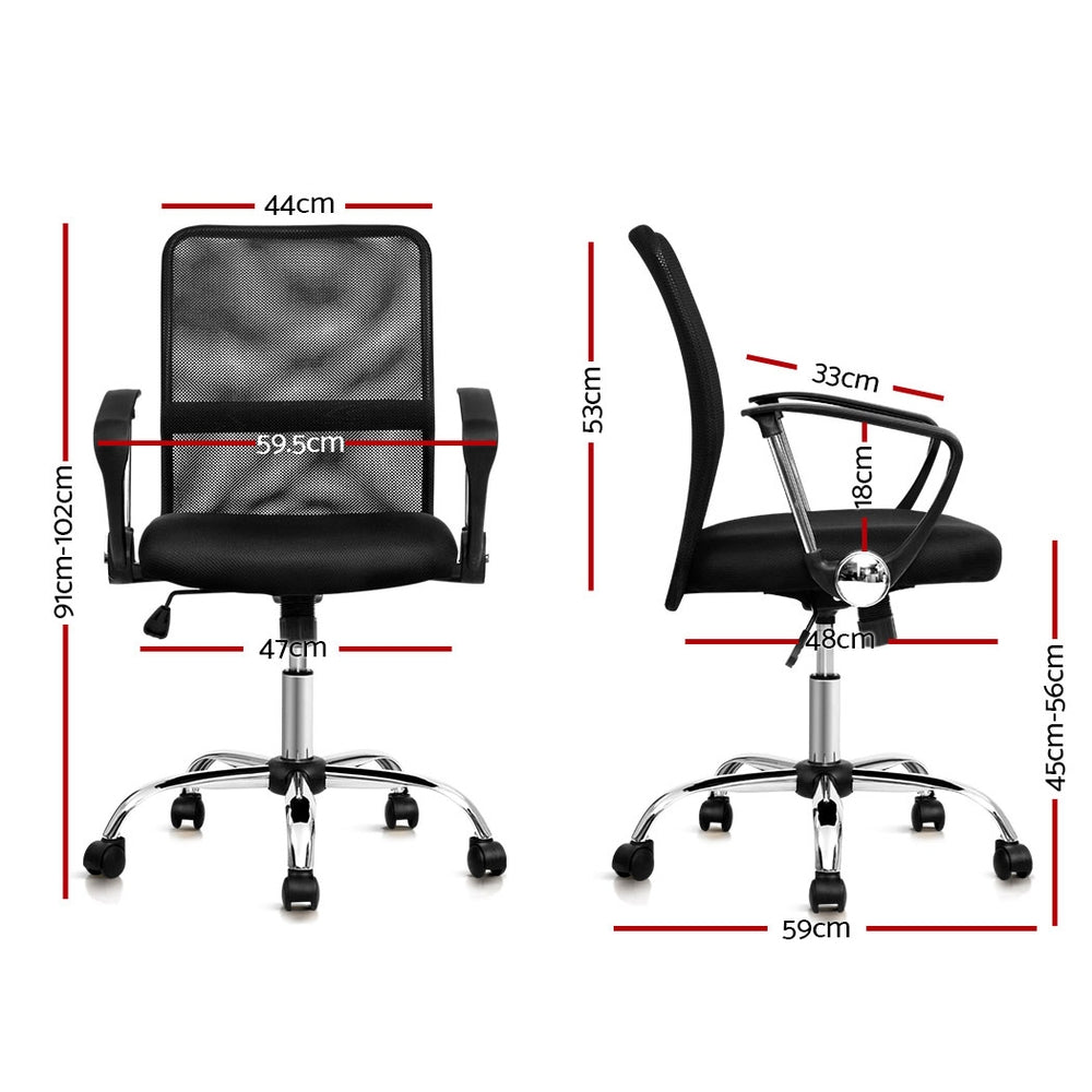 Artiss Mesh Office Chair Mid Back Black