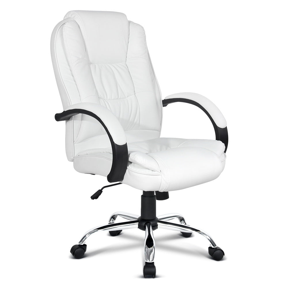 Artiss Executive Office Chair Leather Tilt White