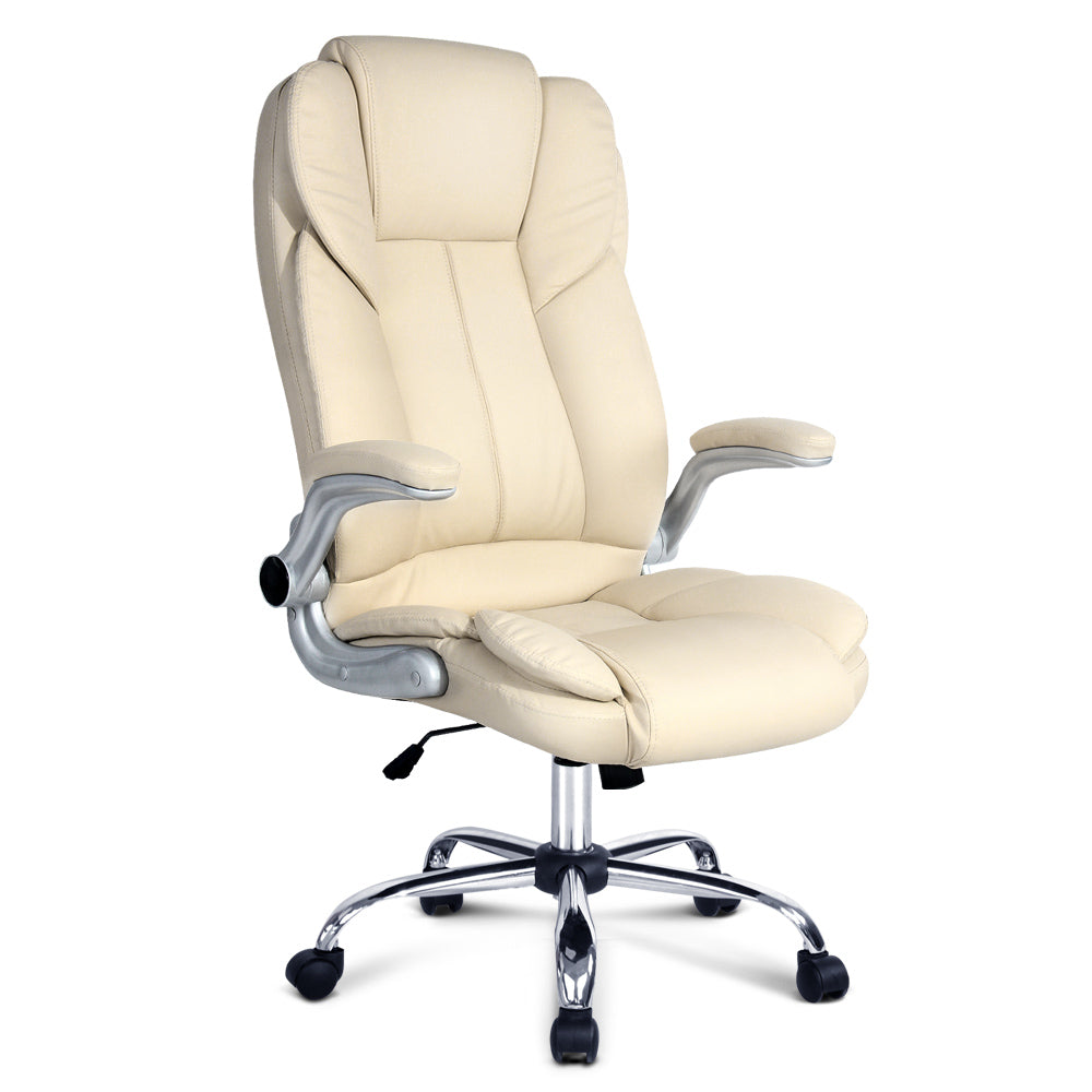 Artiss Executive Office Chair Leather Tilt Beige