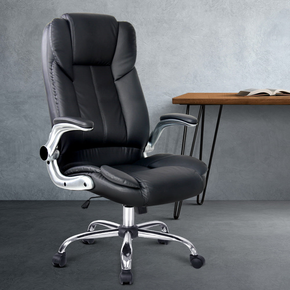 Artiss Executive Office Chair Leather Tilt Black