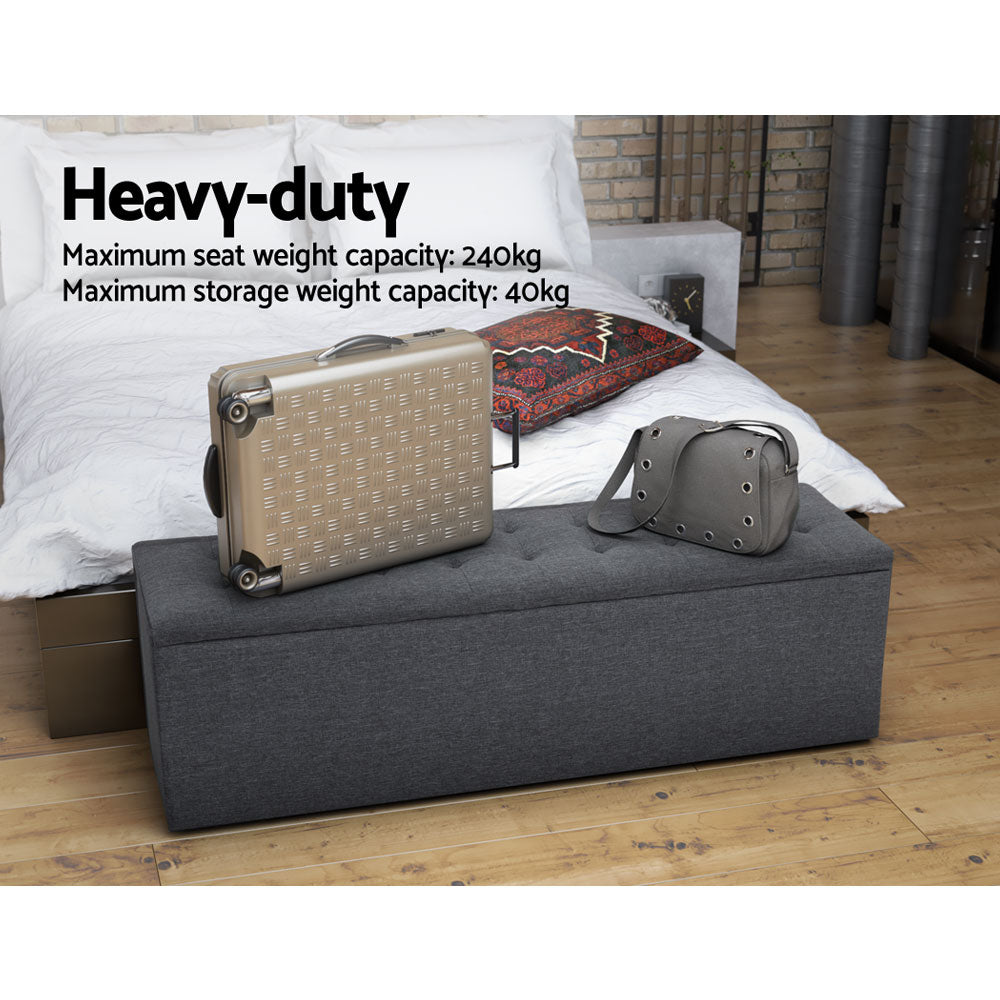 Artiss Storage Ottoman Blanket Box 140cm Linen Grey