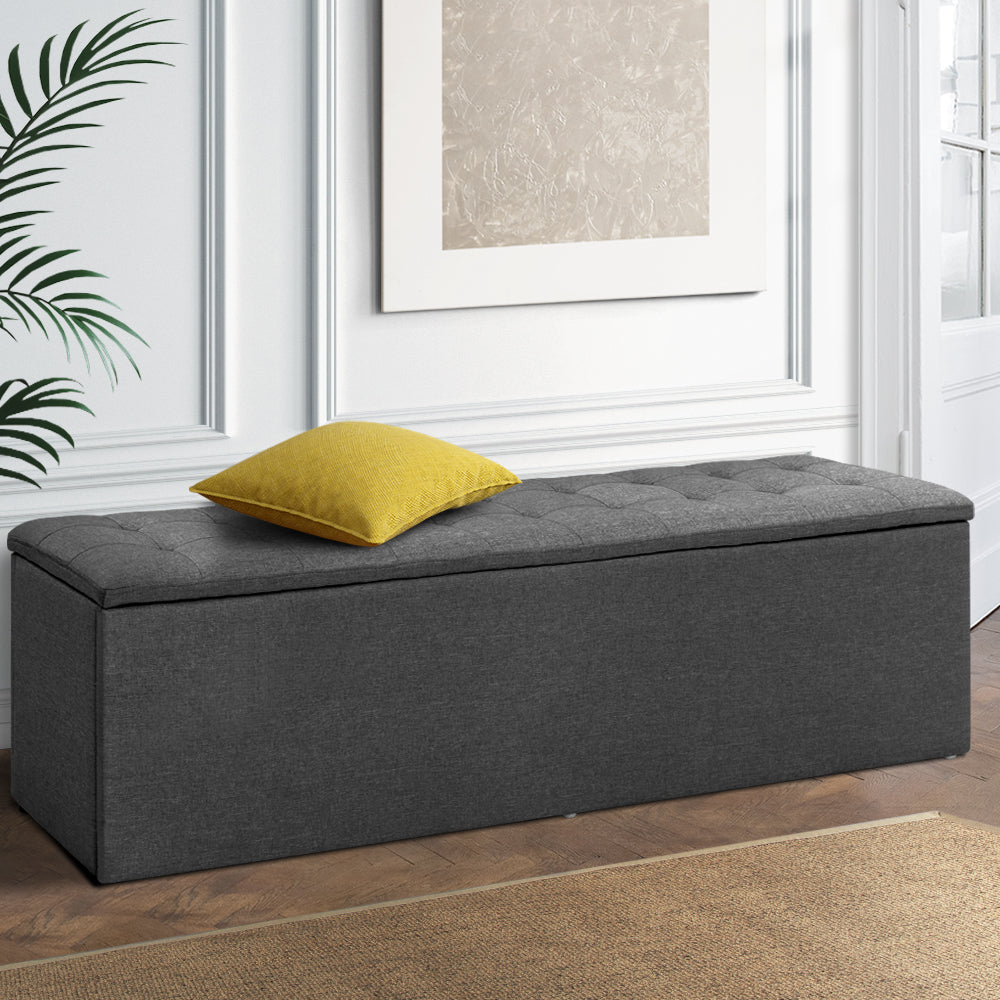 Artiss Storage Ottoman Blanket Box 140cm Linen Grey