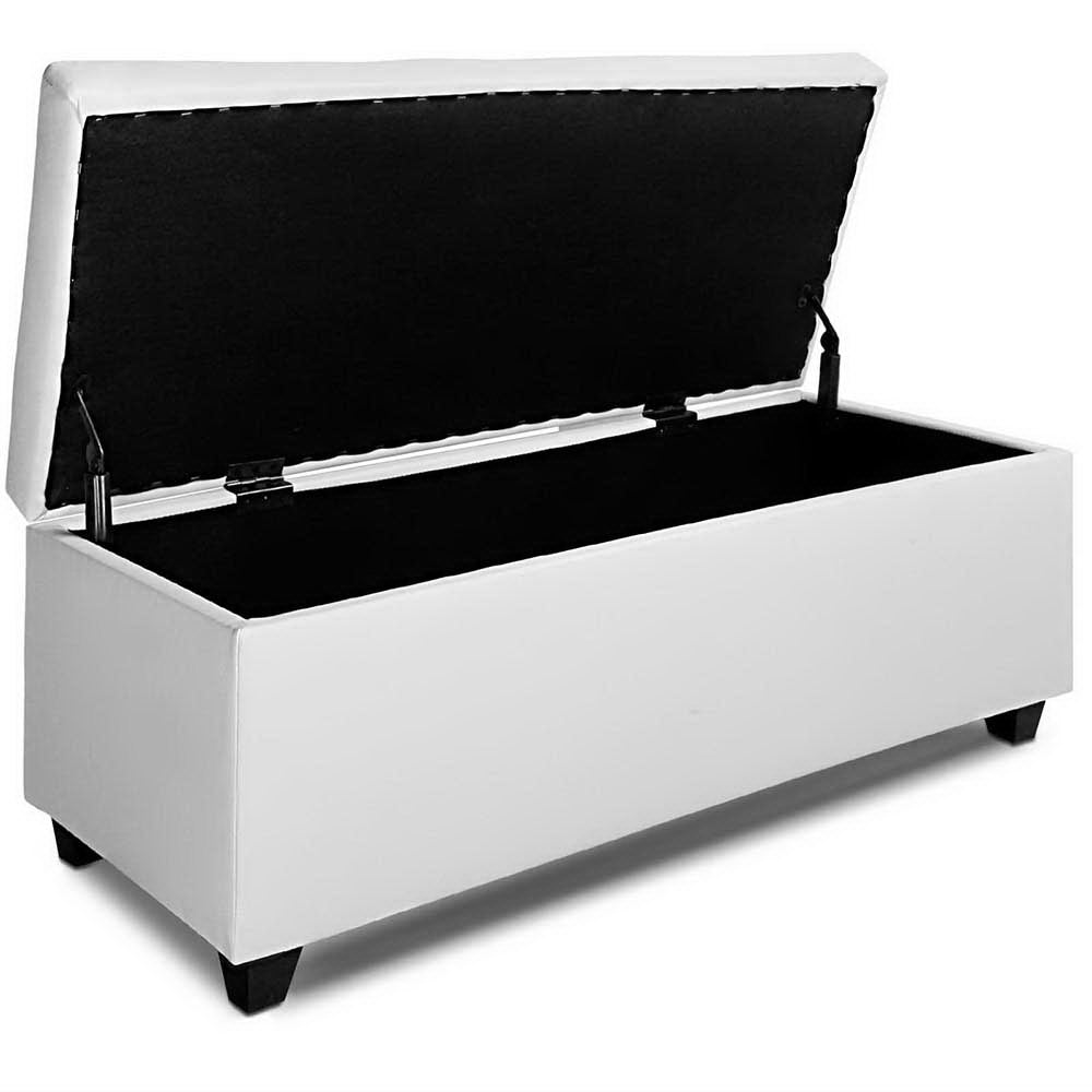 Artiss Storage Ottoman Blanket Box 97cm Leather White