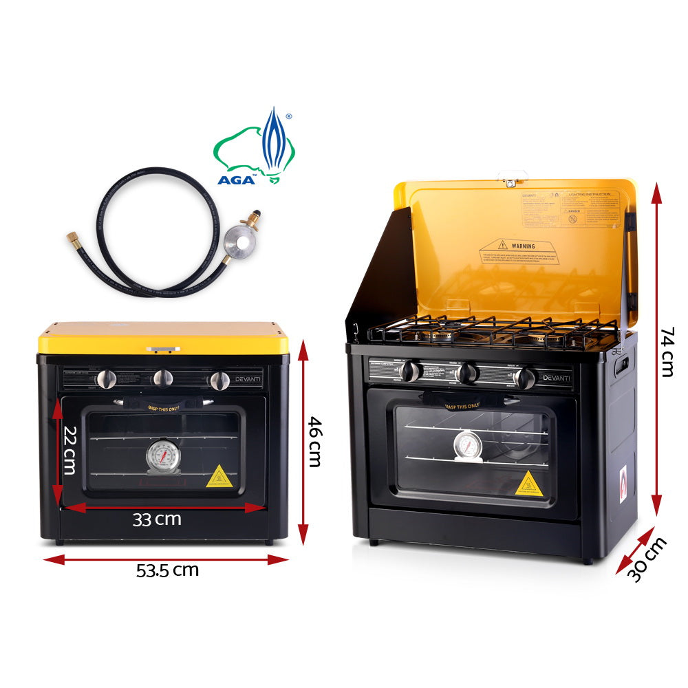 Devanti Portable Gas Oven LPG Black