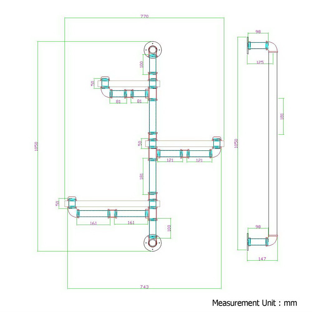 Artiss Floating DIY Pipe Shelf 3 Tiers - IVAN