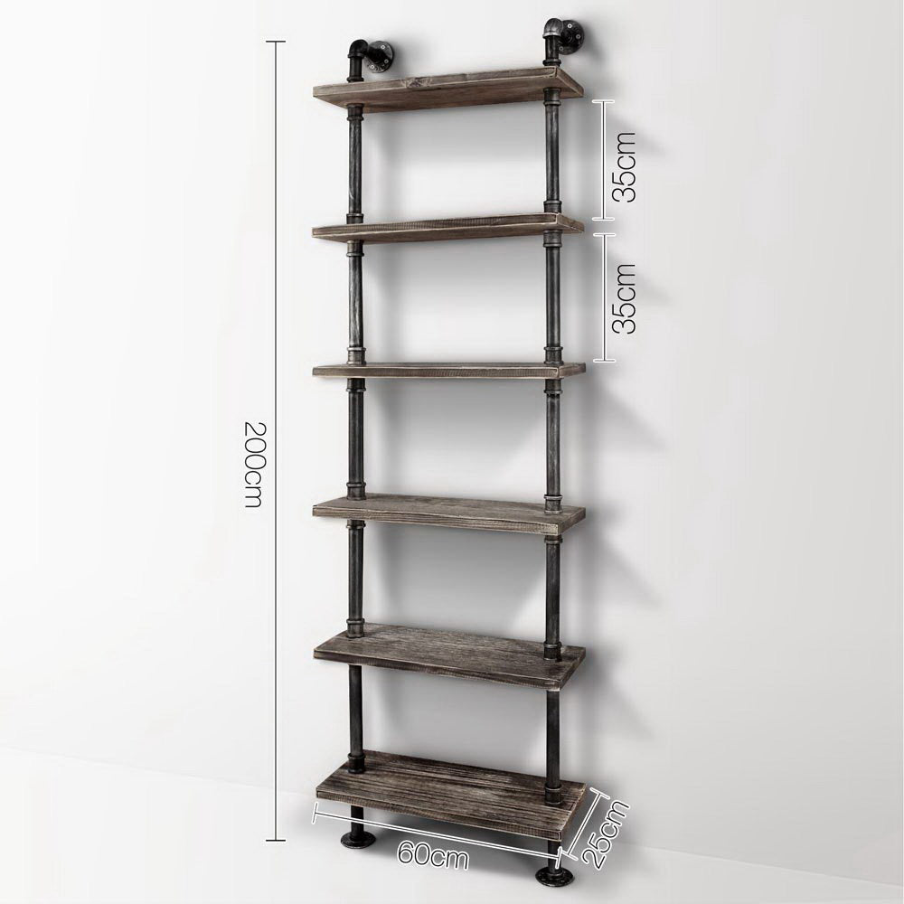 Artiss Floating DIY Pipe Shelf 6 Tiers - IDA