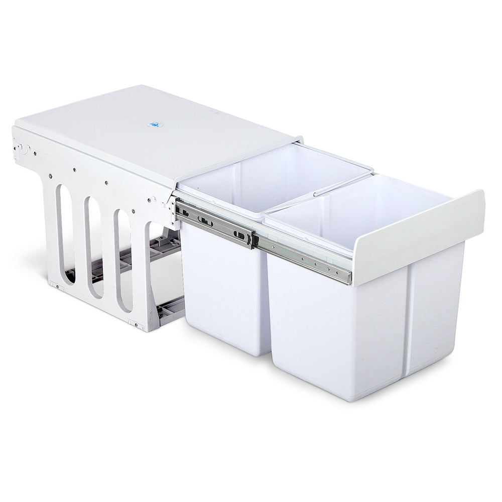 Cefito Pull Out Bin Kitchen Double Basket 2X15L White