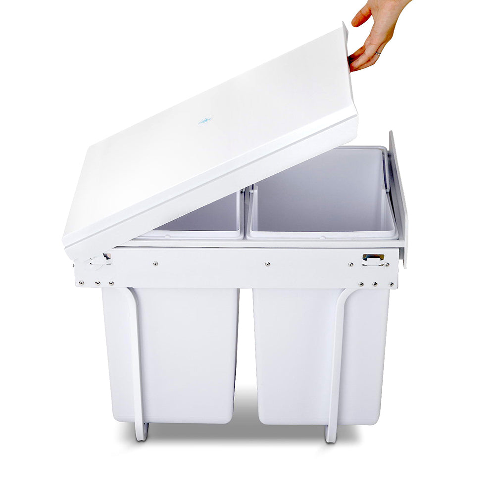 Cefito Pull Out Bin Kitchen Double Basket 2X20L White