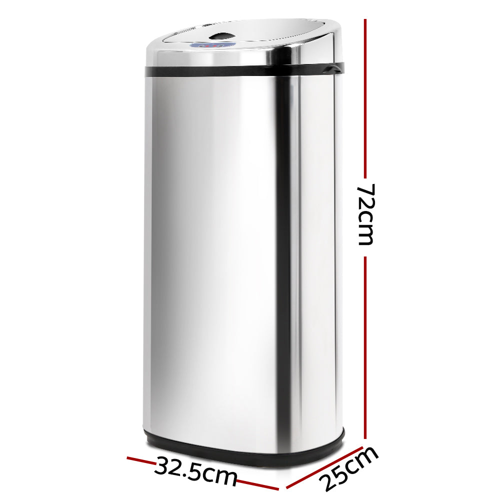 Devanti 50L Motion Sensor Bin Rubbish Automatic Silver
