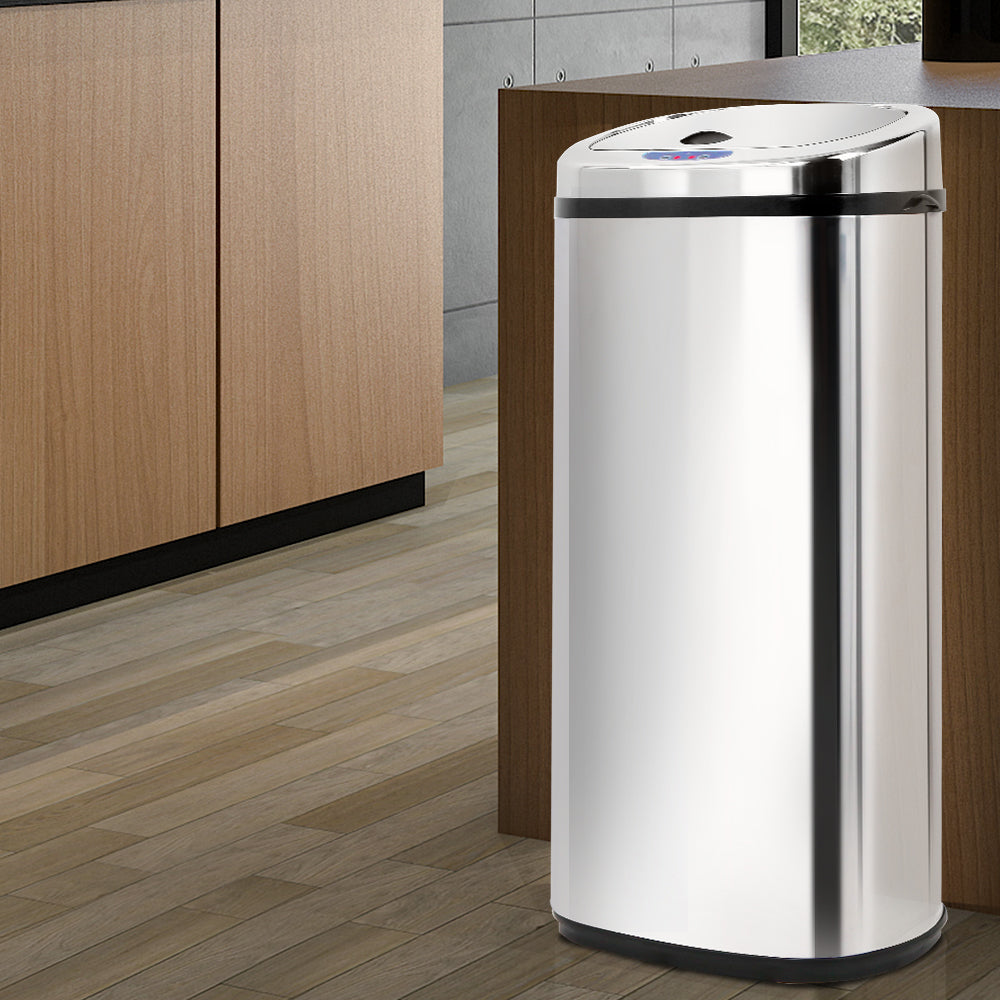 Devanti 50L Motion Sensor Bin Rubbish Automatic Silver