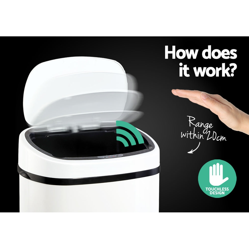 Devanti 58L Motion Sensor Bin Rubbish Automatic White