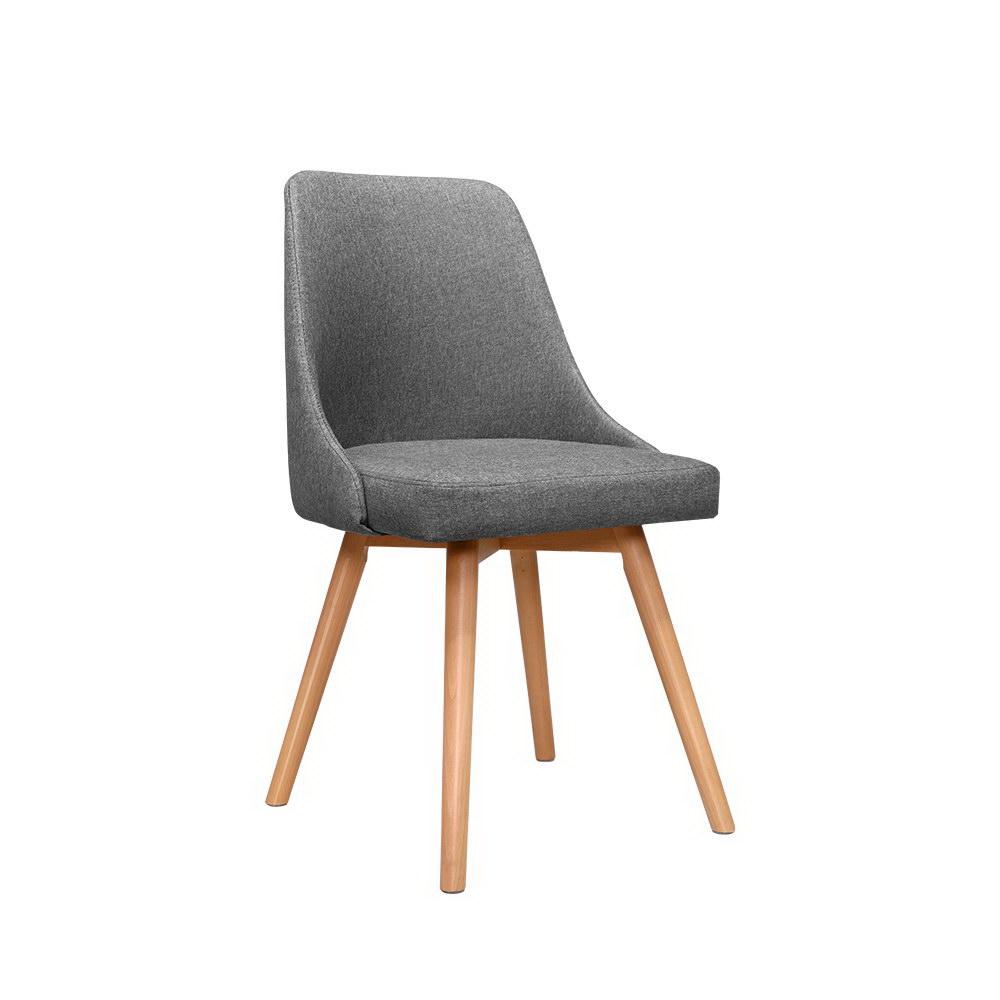 Artiss Dining Chairs Set of 2 Fabric Wooden Grey