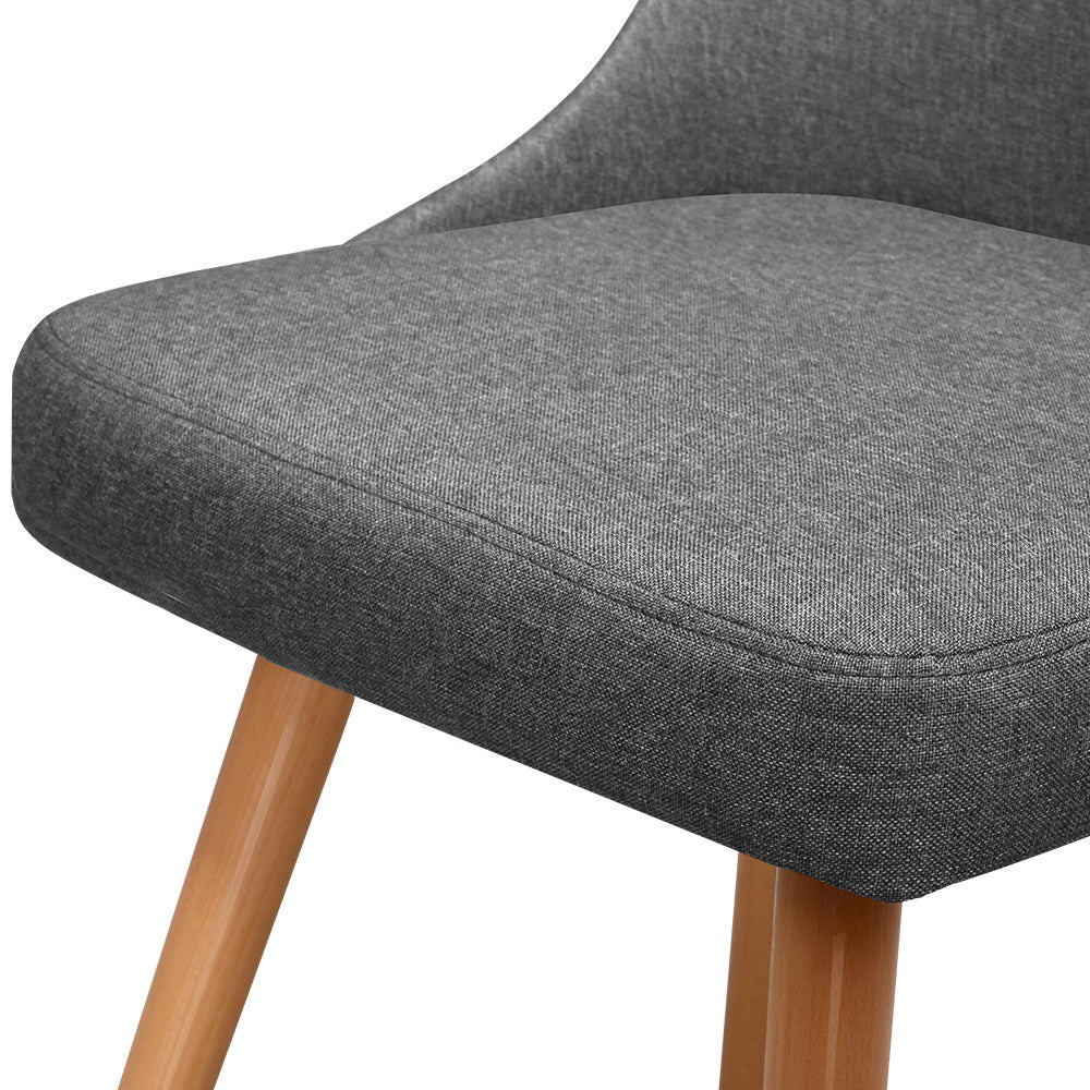 Artiss Dining Chairs Set of 2 Fabric Wooden Grey