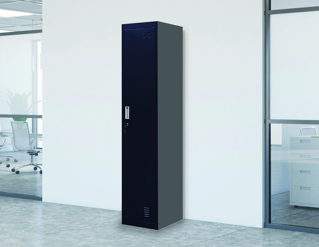 Standard Lock One-Door Office Gym Shed Clothing Locker Cabinet Black
