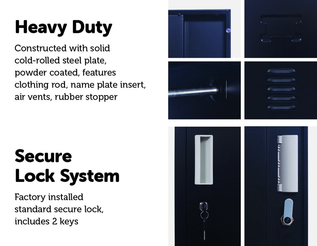 Standard Lock One-Door Office Gym Shed Clothing Locker Cabinet Black