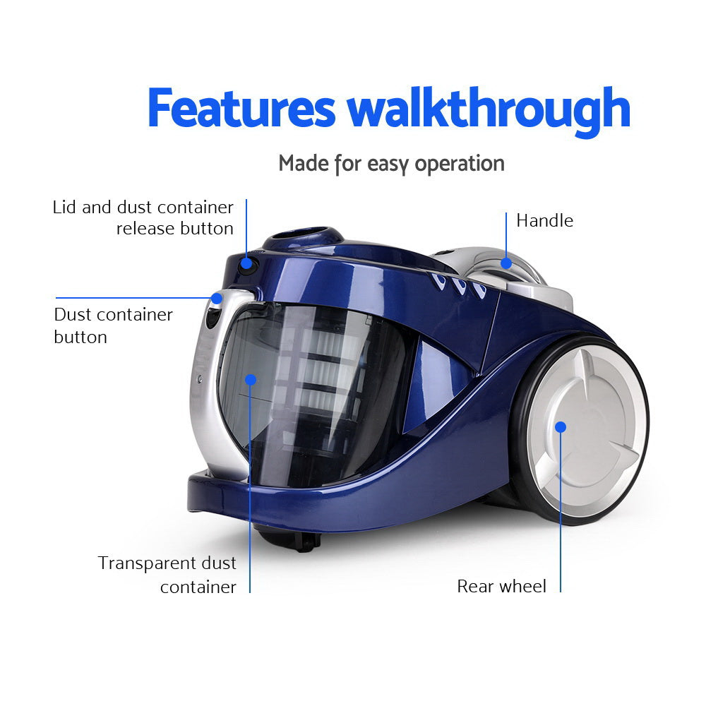 Devanti 2200W Bagless Vacuum Cleaner Blue