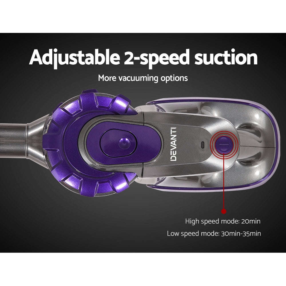 Devanti Stick Vacuum Cleaner Bagless Cordless 150W Purple