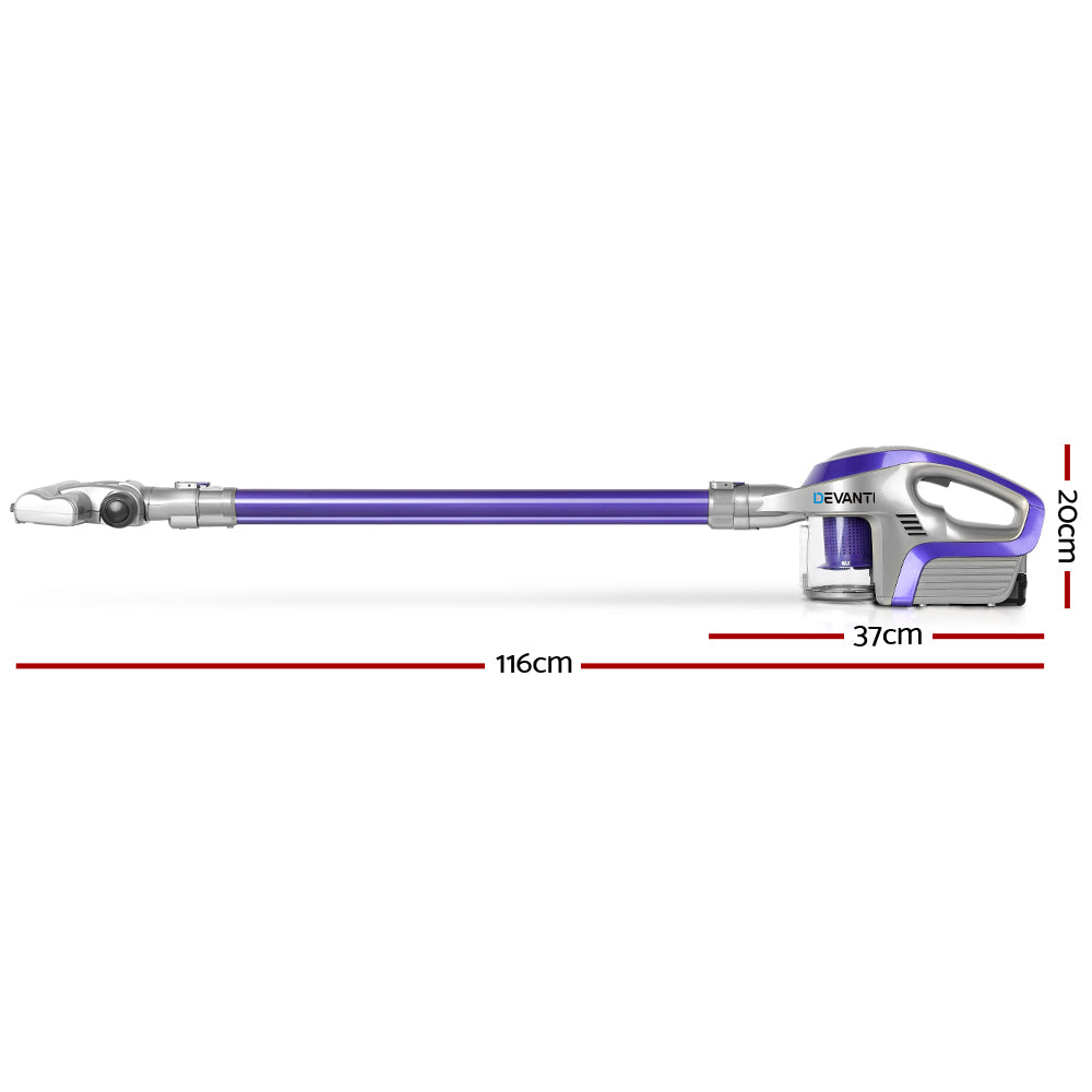 Devanti Stick Vacuum Cleaner Bagless Cordless 150W Purple