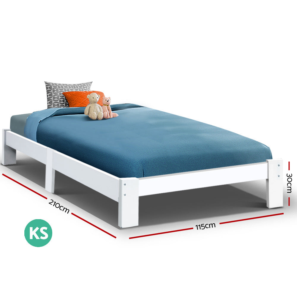 Artiss Bed Frame King Single Size Wooden White JADE