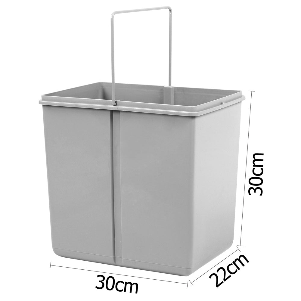 Cefito Pull Out Bin Kitchen Double Basket 2X15L Grey