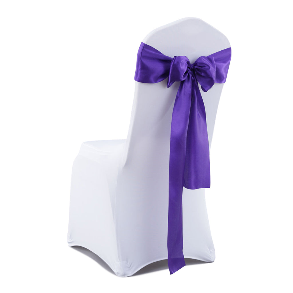 50x Table Runners Coloured Satin Chair Eggplant-1954802694648631297
