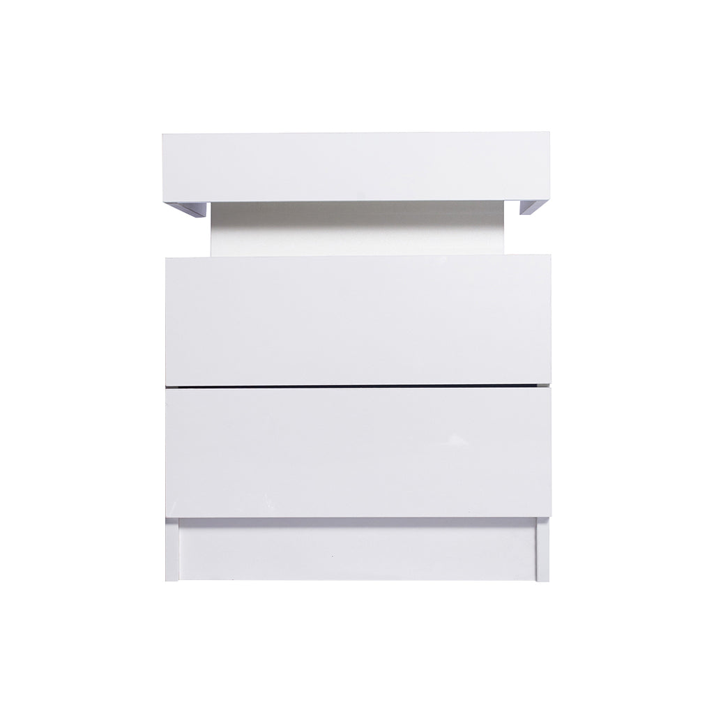 Levede Bedside Tables RGB LED Side Table White-1954802716282851329