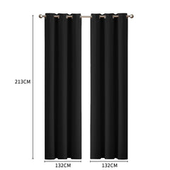 2x Blockout Curtains Panels 3 Layers Black-1954802970721914882