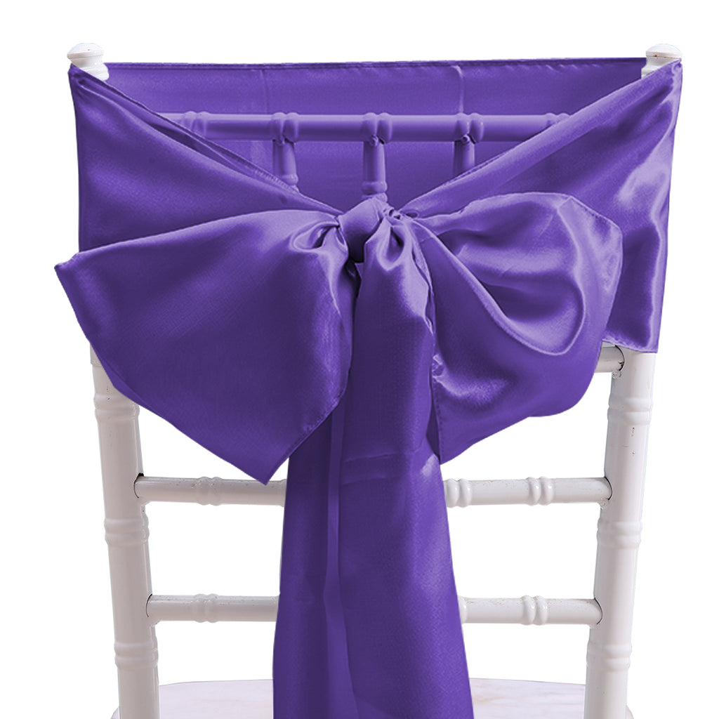 50x Table Runners Coloured Satin Chair Eggplant-1954802694648631302