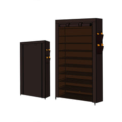 Levede 10 Tier Shoe Rack Portable Storage Brown-1954802681361076230