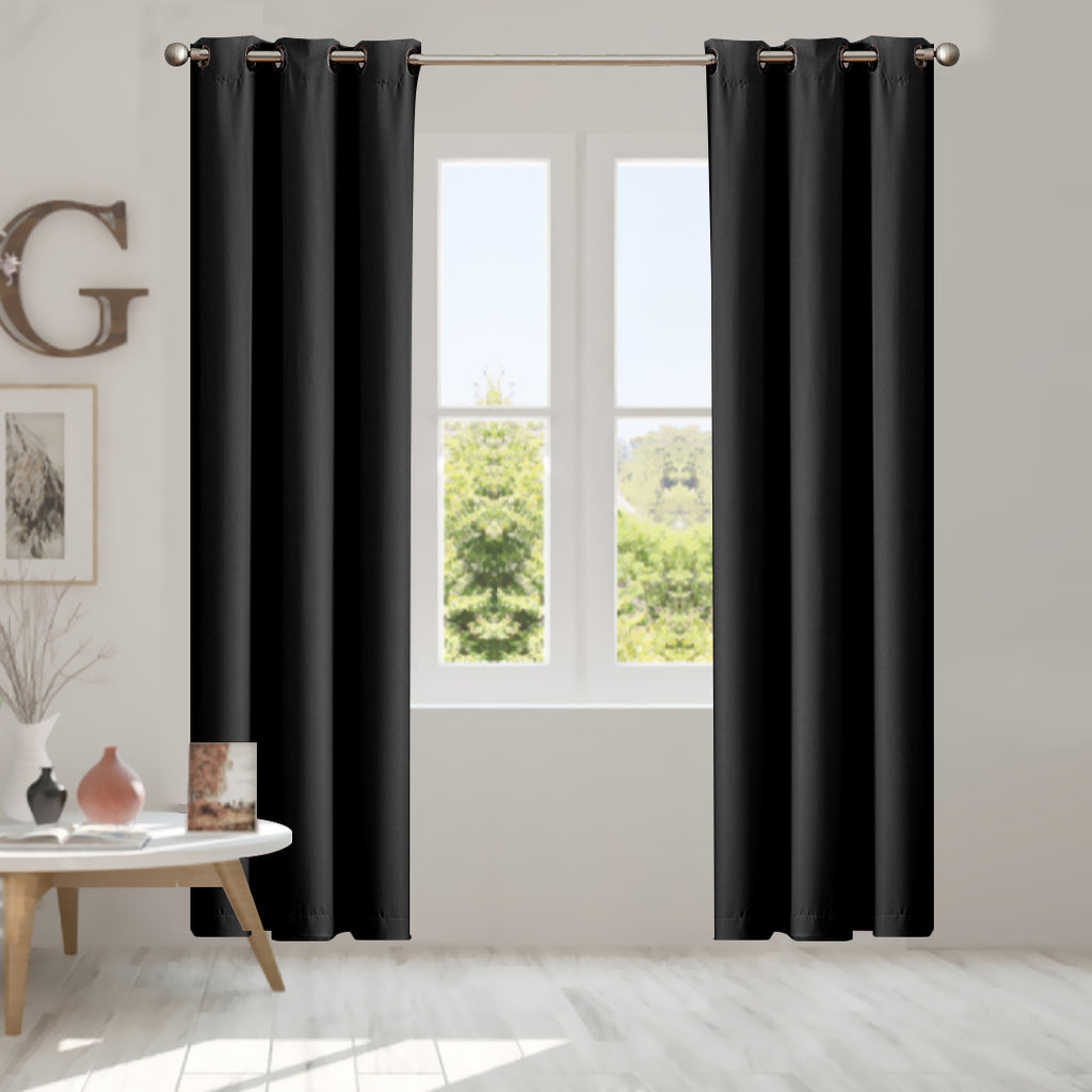 2x Blockout Curtains Panels 3 Layers Black-1954802969958551559
