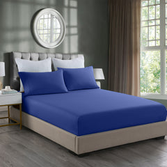 Royal Comfort Bamboo Cooling 2000TC 3-Piece Combo Set - Double -Royal Blue-1951134874303860736