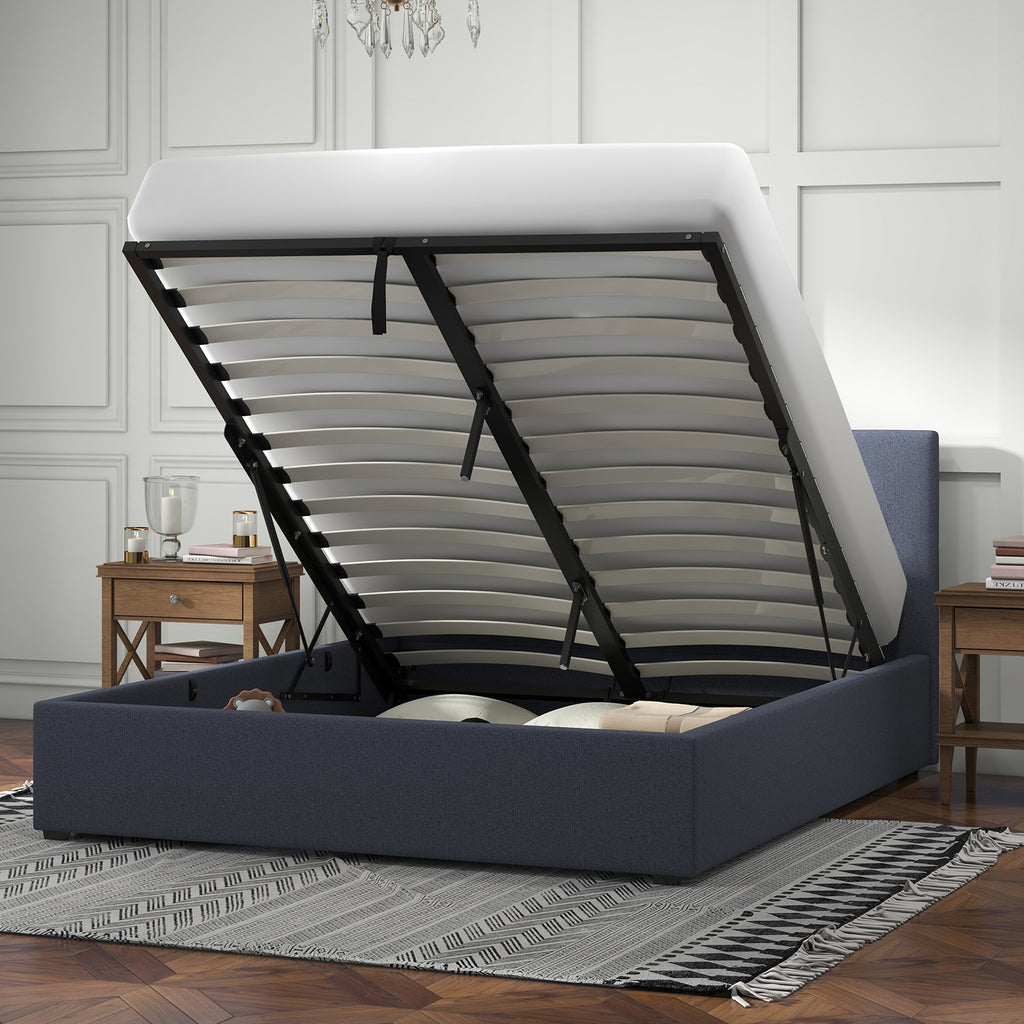 Milano Luxury Gas Lift Bed with Headboard (Model 1) - Charcoal No.35 - King Single-1951134895325712385
