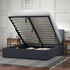 Milano Luxury Gas Lift Bed with Headboard (Model 1) - Charcoal No.35 - King Single-1951134895325712385