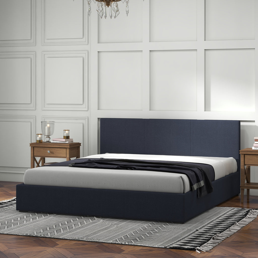 Milano Luxury Gas Lift Bed with Headboard (Model 1) - Charcoal No.35 - King Single-1951134895325712388
