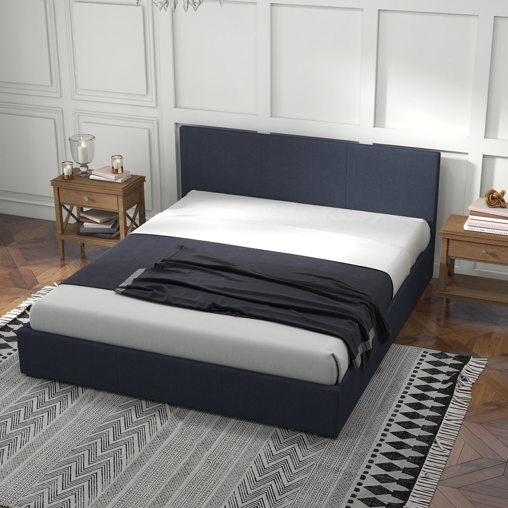 Milano Luxury Gas Lift Bed with Headboard (Model 1) - Charcoal No.35 - King Single-1951134895325712390
