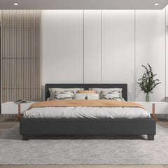 Milano Sienna Luxury Bed with Headboard (Model 2) - Charcoal No.35 - King Single-1951134895539621889