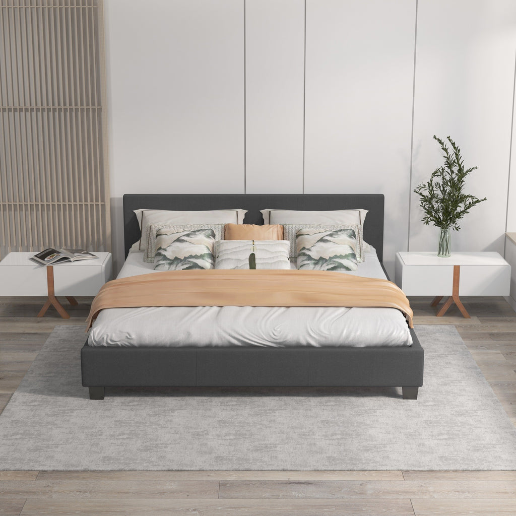 Milano Sienna Luxury Bed with Headboard (Model 2) - Charcoal No.35 - King Single-1951134895539621890